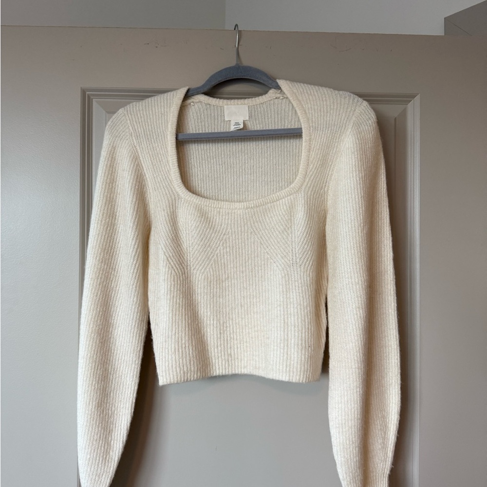 H&M Cream Women's Scoop Neck Sweater